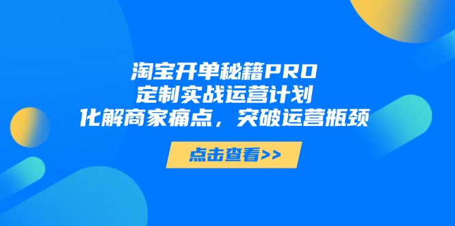 淘宝开单秘籍PRO，定制实战运营计划，化解商家痛点，突破运营瓶颈-学链网创