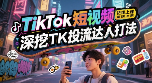 TikTok短视频带货线上课，深挖TK投流达人打法-学链网创