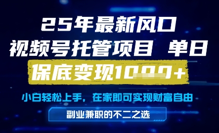 25年最新风口，视频号托管项目，单日保底变现1k+，手把手教学【揭秘】-学链网创