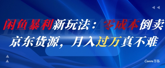 闲鱼暴利新玩法：零成本倒卖京东货源，月入过1W真不难-学链网创