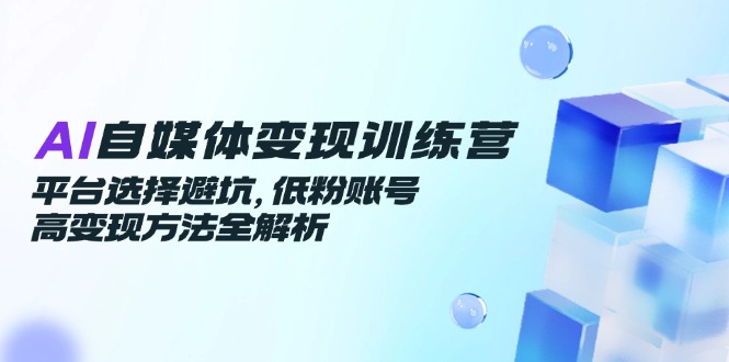 AI自媒体变现训练营，平台选择避坑，低粉账号高变现方法全解析-学链网创