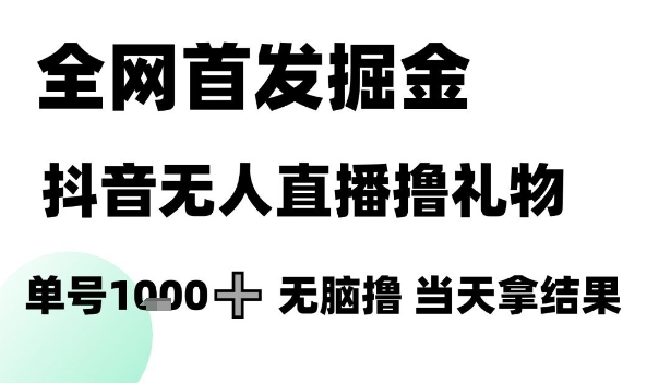 全网首发掘金抖音无人直播撸礼物，单号1k +无脑撸，当天拿结果【揭秘】-学链网创
