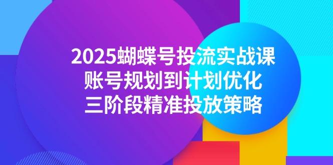 2025蝴蝶号投流实战课，账号规划到计划优化，三阶段精准投放策略-学链网创