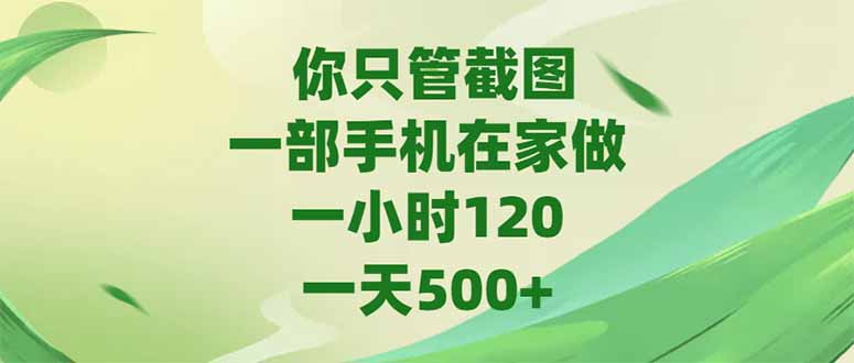 你只管截图，一部手机在家做，一小时120，-天500+-学链网创