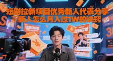 短剧拉新项目优秀新人代表分享新人怎么月入过1W的诀窍-学链网创