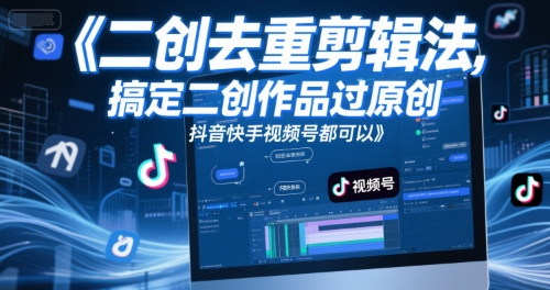 短视频二创去重剪辑法，搞定二创作品过原创，抖音快手视频号都可以-学链网创
