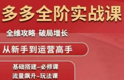 拼多多全阶实战课程，全维攻略，破局增长，从新手到运营高手-学链网创