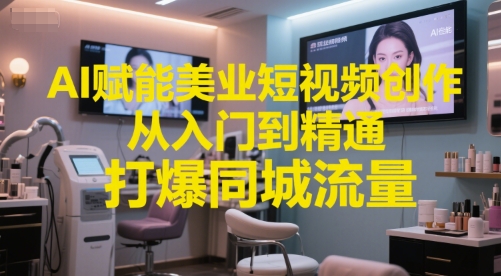 AI赋能美业短视频创作，从入门到精通，打爆同城流量，超级AI工具短视频实操落地-学链网创