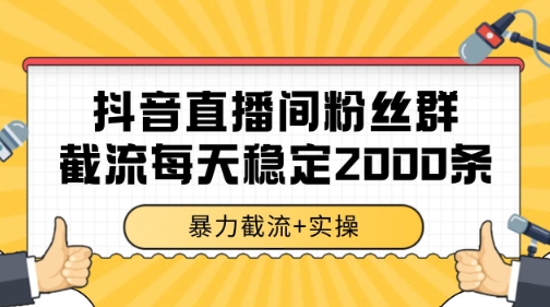 抖音直播间粉丝群暴力截流，一台电脑每天稳定2000条数据【揭秘】-学链网创