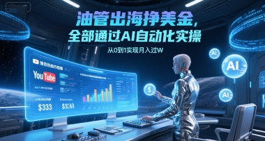 油管出海挣美金，全部通过AI自动化实操，从0到1实现月入过W-学链网创