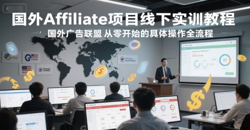 国外Affiliate项目线下实训教程，国外广告联盟从零开始的具体操作全流程-学链网创