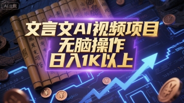 文言文AI视频项目，无脑操作，日入1K以上-学链网创