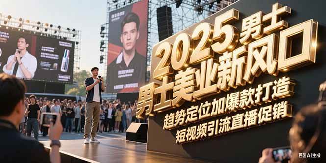 2025男士美业新风口，趋势定位加爆款打造，短视频引流直播促销-学链网创