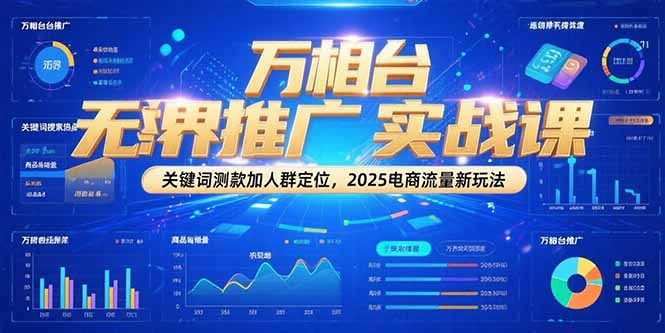 万相台无界推广实战课，关键词测款加人群定位，2025电商流量新玩法-学链网创