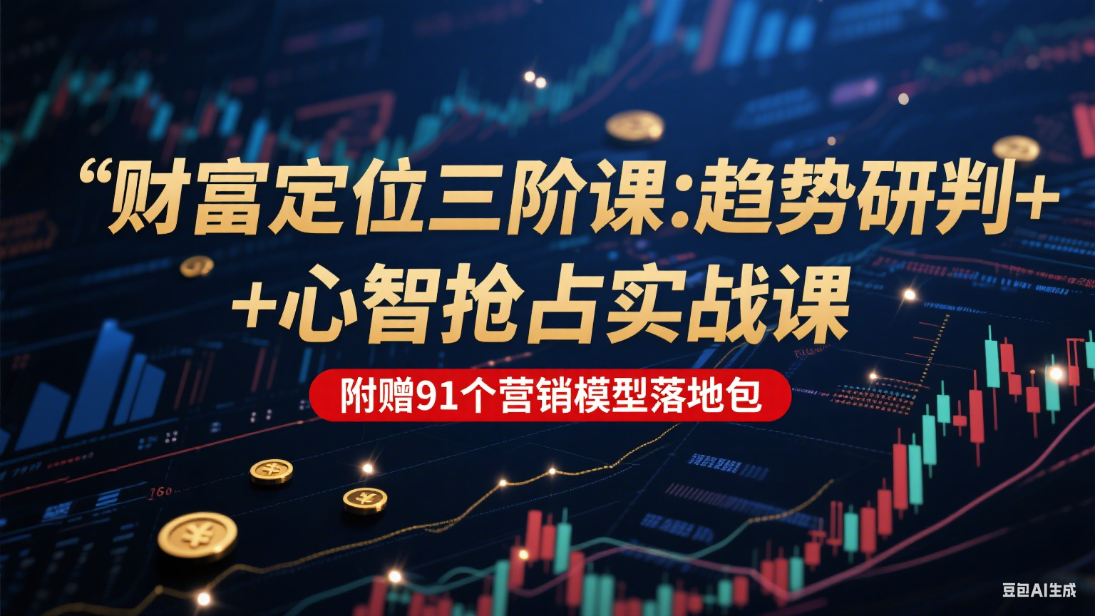 财富定位三阶：趋势研判 + 心智抢占实战课，附赠91个营销模型落地包-学链网创