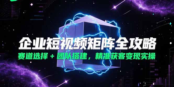 企业短视频矩阵全攻略，赛道选择+团队搭建，精准获客变现实操-学链网创