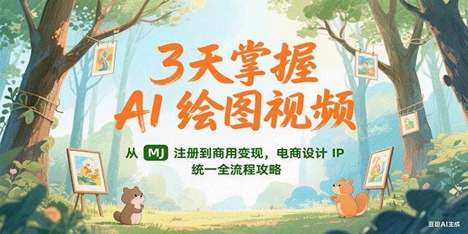 3天掌握AI绘图视频，从MJ 注册到商用变现，电商设计IP统一全流程攻略-学链网创
