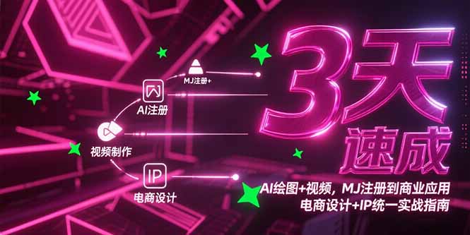 3天速成AI绘图+视频，MJ注册到商业应用，电商设计+IP统一实战指南-学链网创