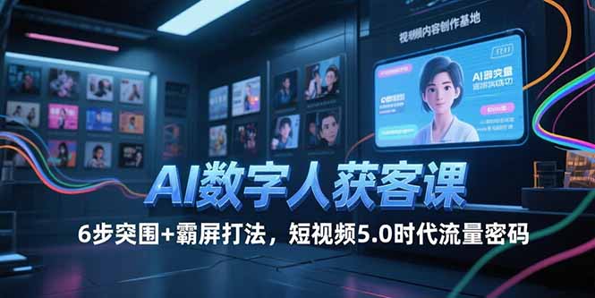 AI数字人获客课，6步突围+霸屏打法，短视频5.0时代流量密码-学链网创
