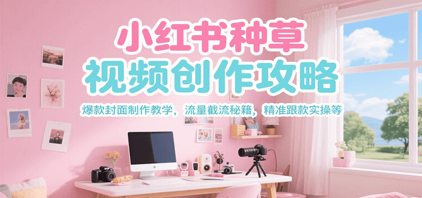小红书种草视频创作攻略，爆款封面制作教学 ，流量截流秘籍 ，精准跟款实操等-学链网创