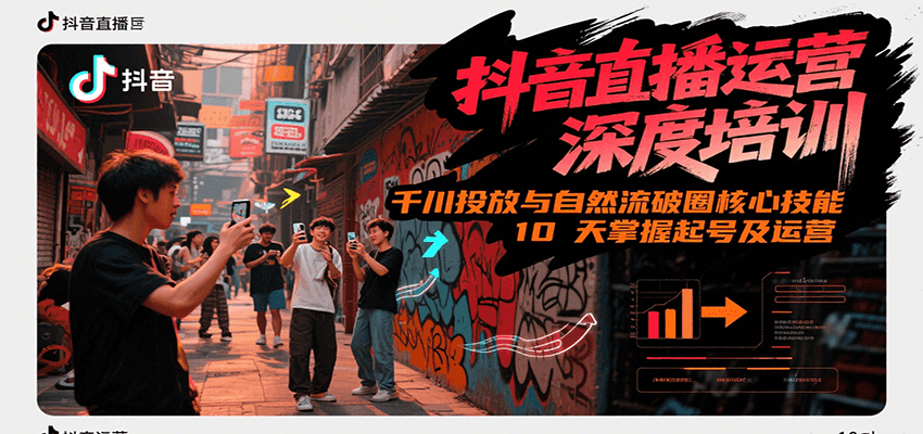 抖音直播运营深度培训，千川投放与自然流核心技能，10天掌握起号及运营(6-7月新课)-学链网创