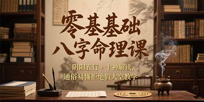 零基础八字命理课，阴阳五行+十神解读，通俗易懂拒绝假大空教学-学链网创