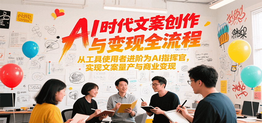 AI时代文案创作与变现全流程，从工具使用者进阶为AI指挥官，实现文案量产与商业变现-学链网创