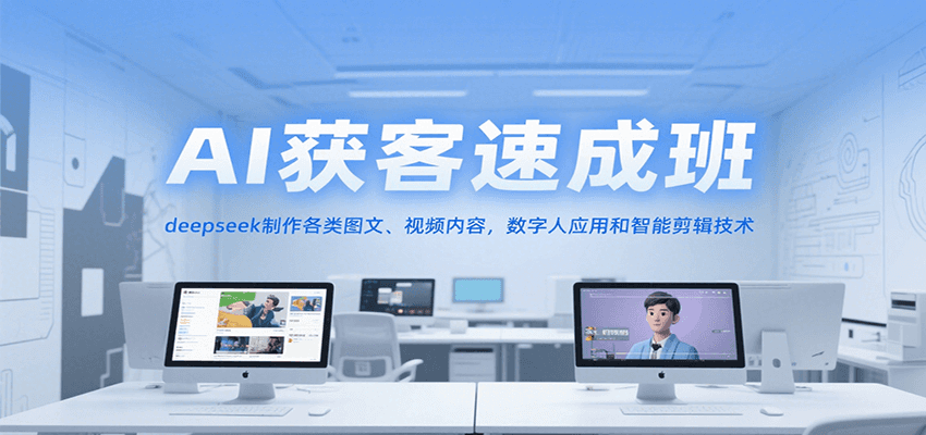 AI获客速成班，deepseek制作各类图文、视频内容，数字人应用和智能剪辑技术-学链网创