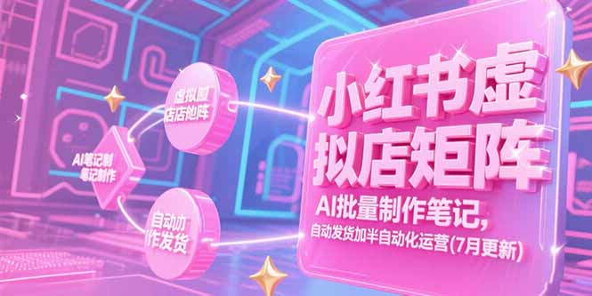 小红书虚拟店矩阵，AI批量制作笔记，自动发货加半自动化运营(7月更新-学链网创
