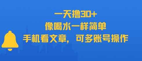 一天撸30+，像喝水一样简单，手机看文章，可多账号操作-学链网创
