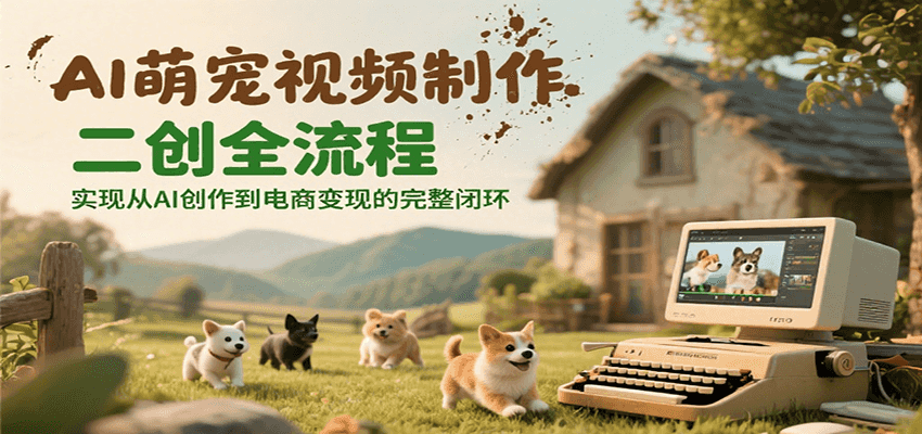 AI萌宠视频制作二创全流程，实现从AI创作到电商变现的完整闭环-学链网创