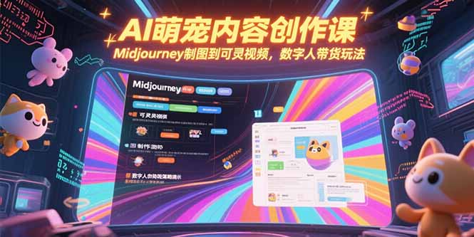 AI萌宠内容创作课，Midjourney制图到可灵视频，数字人带货玩法-学链网创