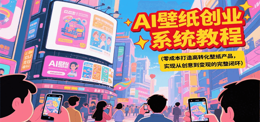 AI壁纸创业系统教程，零成本打造高转化壁纸产品，实现从创意到变现的完整闭环-学链网创