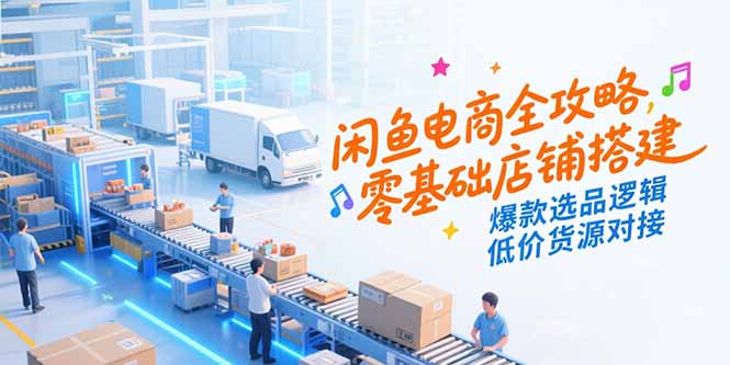 闲鱼电商全攻略，零基础店铺搭建，爆款选品逻辑，低价货源对接-学链网创