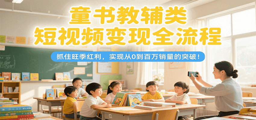 童书教辅类短视频变现全流程，抓住旺季红利，实现从0到百万销量的突破！-学链网创
