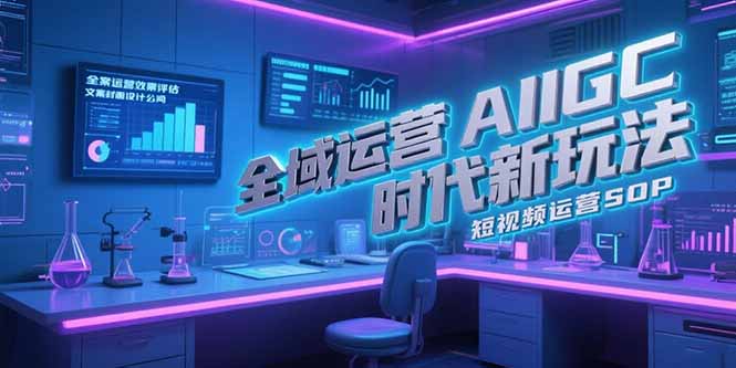 全域运营AIGC时代新玩法，文案封面设计公式，短视频运营SOP-学链网创