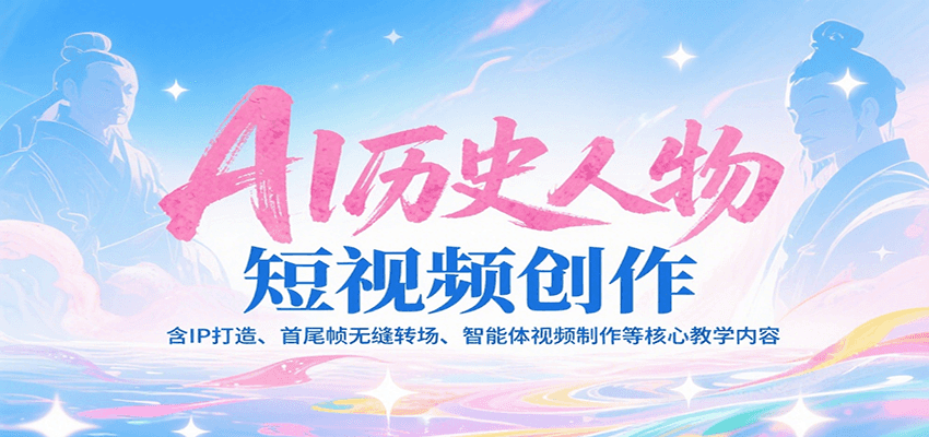 AI历史人物短视频创作，含IP打造、首尾帧无缝转场、智能体视频制作等核心教学内容-学链网创
