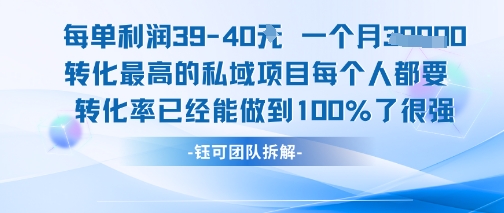 每单利润40一个月7k+转化最高的私域项目，每个人都要的产品转化率已经能做到100%-学链网创