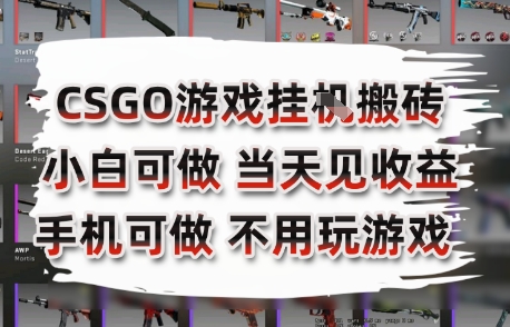 CSGO游戏挂G搬砖，小白纯手机即可操作，不用电脑打游戏，日入3张+，副业网创项目【揭秘】-学链网创