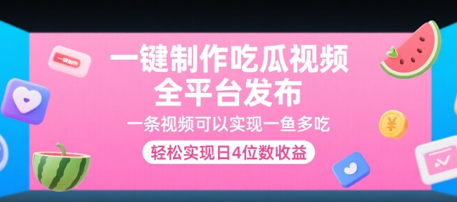 一键制作吃瓜视频，全平台发布，一条视频可以实现一鱼多吃，轻松实现日4位数收益【揭秘】-学链网创