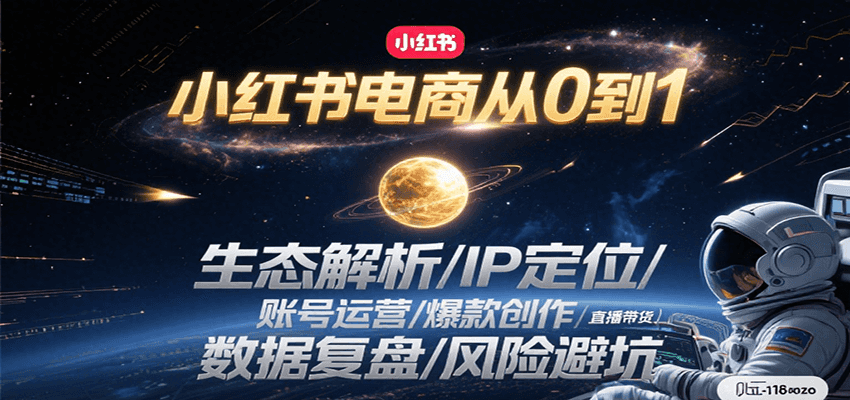 小红书电商从0到1：生态解析/IP定位/ 账号运营/爆款创作/直播带货/数据复盘/风险避坑-学链网创
