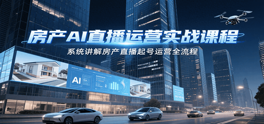 房产AI直播运营实战课程，系统讲解房产直播起号运营全流程-学链网创