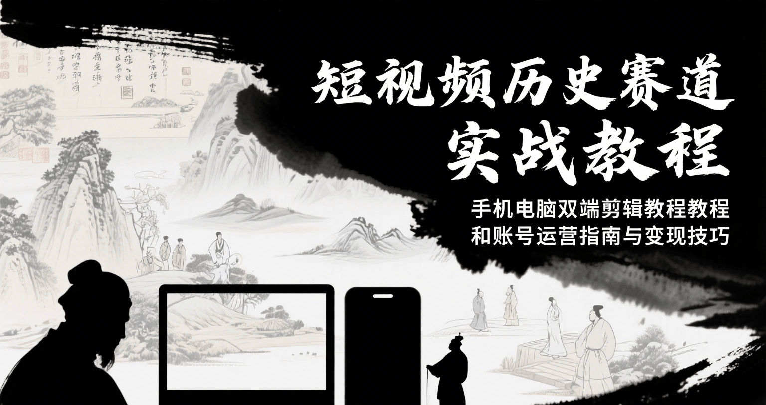短视频历史赛道实战教程，手机电脑双端剪辑教程和账号运营指南与变现技巧-学链网创