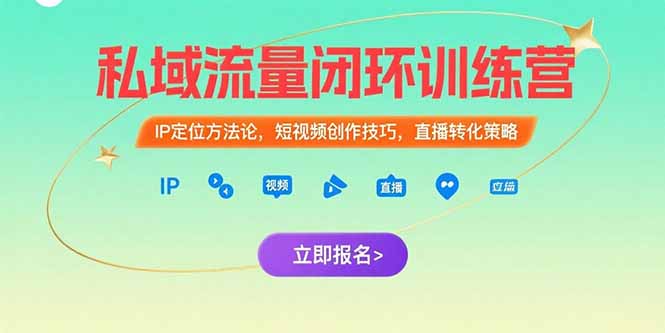 私域流量闭环训练营：IP定位方法论，短视频创作技巧，直播转化策略-学链网创