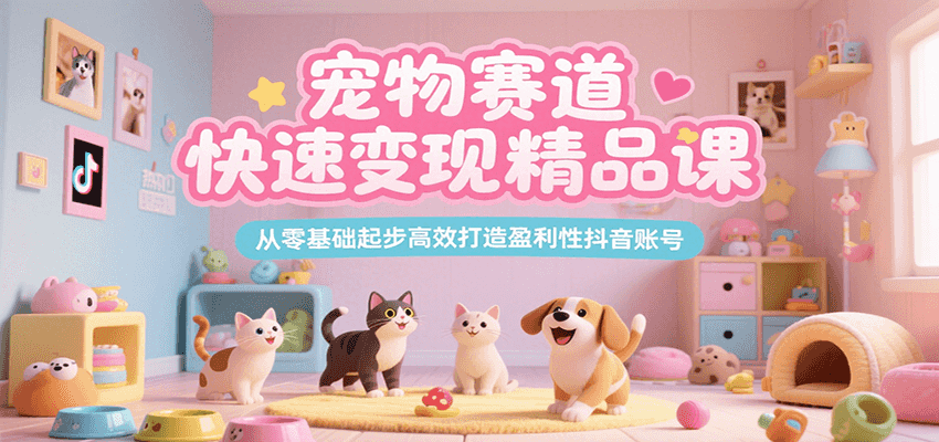 宠物赛道快速变现精品课，从零基础起步高效打造盈利性抖音账号-学链网创