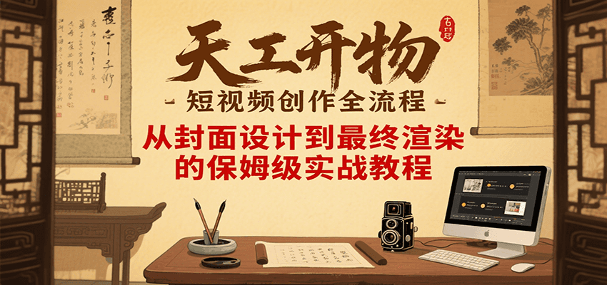 天工开物短视频创作全流程，从封面设计到最终渲染的保姆级实战教程-学链网创