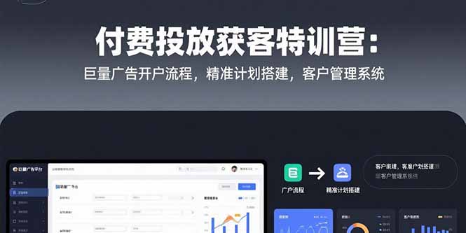 付费投放获客特训营：巨量广告开户流程，精准计划搭建，客户管理系统-学链网创