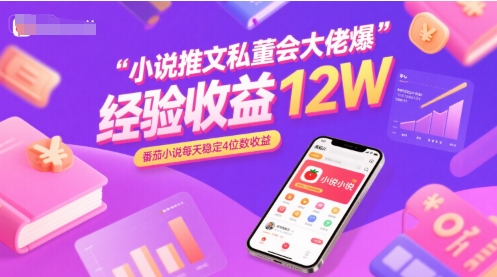 小说推文私董会大佬爆单经验分享收益12W，番茄小说每天稳定4位数收益-学链网创