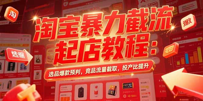 淘宝暴力截流起店教程：选品爆款预判，竞品流量截取，投产比提升-学链网创