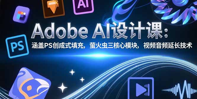 Adobe AI设计课：涵盖PS创成式填充，萤火虫三核心模块，视频音频延长技术-学链网创